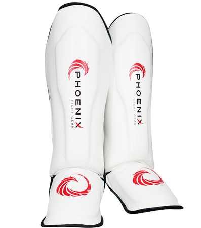 Flight Shin Guards with Extra Padding - White | Phoenix Fight Gear