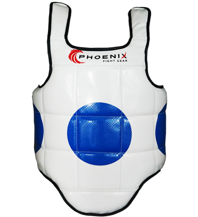 White Kids Champion reversible chest protector with scoring zones