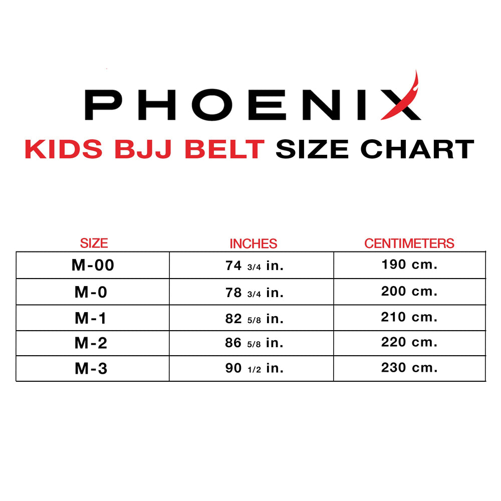 BJJ Orange Belt, Martial Arts Orange Belt, Kids Size Chart