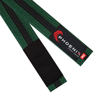 Green and black Brazilian jiu-jitsu belt by Phoenix Fight Gear