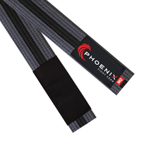 Grey and black Brazilian jiu-jitsu belt by Phoenix Fight Gear